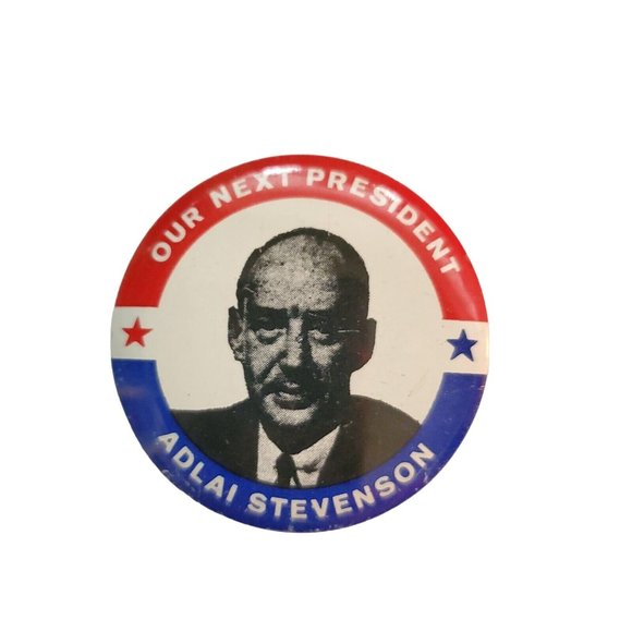 Adlai Stevenson President Campaign Pinback Button Pin political - Picture 1 of 3